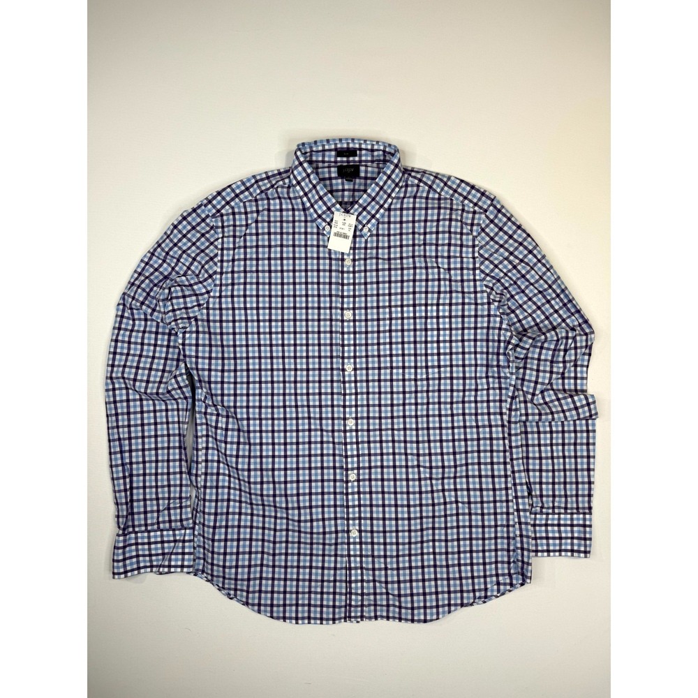J. Crew Slim Patterned Washed Shirt Mens XL Multicolor Plaid Cotton Button Down
